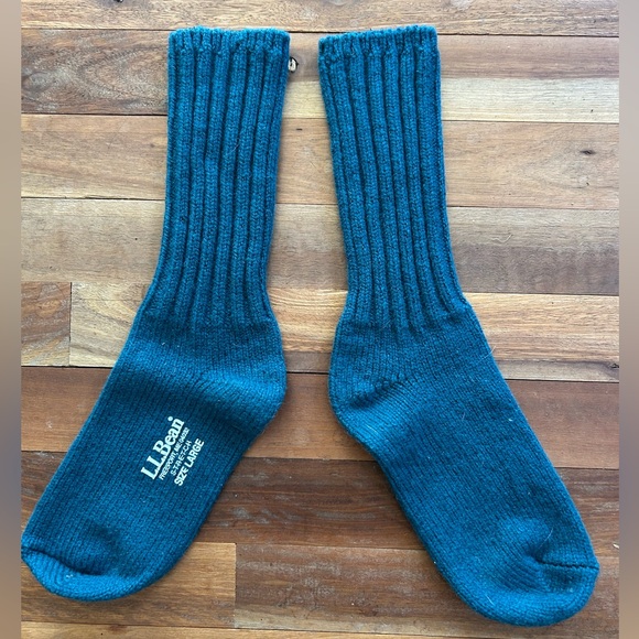 LLBean Rag Wool Socks Teal size Large - Picture 1 of 5